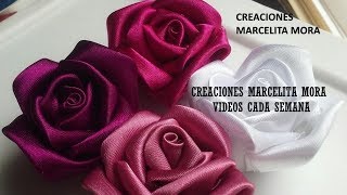 DIYComo Hacer Rosas Flores en TelaHow To Make Easy Fabric Flower RosesРозаクリップ簪 [upl. by Arabeila]