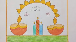 Diwali drawing  beautiful Diwali drawing  easy drawing for Diwali Diwali Festival Drawing [upl. by Adnilreh338]