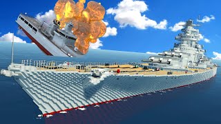 We Used a Battleship to RAM and Sink Ships in Stormworks Multiplayer [upl. by Atnohs]