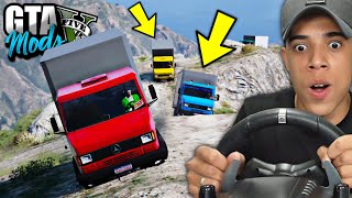 SUBINDO A MAIOR MONTANHA com QUATRO CAMINHÕES ARQUEADOS NO VOLANTE  GTA 5 MODS [upl. by Lucky820]