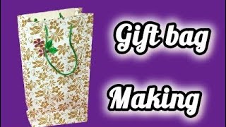 Gift bag making with Gift wrapping paper l diy gift bag craft videotutorial [upl. by Enel]