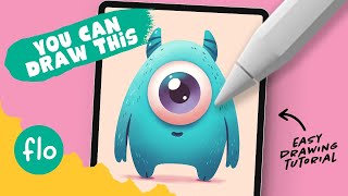 Learn to Draw a Cute Monster on your iPad  Easy Procreate Tutorial [upl. by Alilak292]