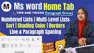 paragraph group in home tab numbering list line spacing word sort in word hometab msexcelwire [upl. by Neyr]