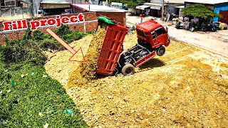 Full video on the process of transporting garbage land to fill the lotus pond Use Bulldozer D31p [upl. by Farny825]