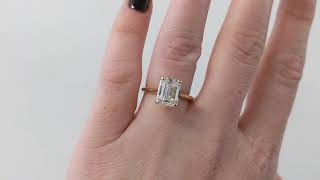 CVD Lab Grown Diamond Solitaire Emerald cut Proposal Ring  14K 18K Solid Yellow Gold Women Ring [upl. by Nylareg]