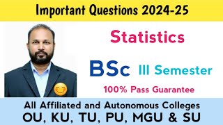 Statistics Important Questions 202425 BSc III Semester 3rd Sem Imp Stats OU PU KU TU MGU SU [upl. by Chew]