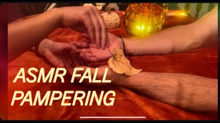 ASMR Hand amp Arm Pampering with Fall Items 🍂 Dry Brushing Massage Leaf Tracing [upl. by Genni219]