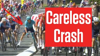 Primoz Roglic Crashes After Alexey Lutsenko Hits Road Furniture In Tour de France 2024 Stage 12 [upl. by Stelu29]