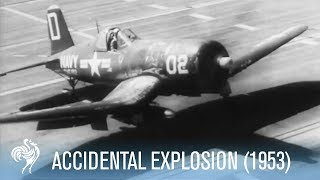 Cameraman Accidentally Killed In Explosion on US Aircraft Carrier 1953  War Archives [upl. by Chae572]