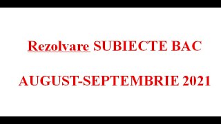 Rezolvare BAC BIOLOGIE 2021 augustseptembrie [upl. by Enninaej]