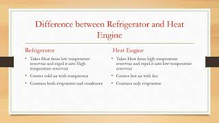 Refrigerator and Heat engine  A comparison  Differences [upl. by Jun987]