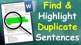 How to Find amp Highlight Duplicate Sentences in MS Word at once [upl. by Anevad]