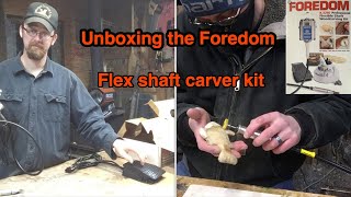 Un boxing and using the Foredom flex shaft wood carving kit [upl. by Groeg372]