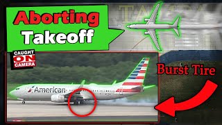 TIRE EXPLODES ON TAKEOFF  American Rejected Takeoff at Tampa [upl. by Yrahca]