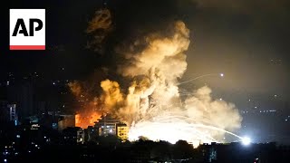 Dramatic video shows Israel strikes hitting outskirts of Beirut Lebanon [upl. by Frulla]