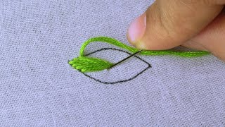 Easy Leaf Hand Embroidery Stitches Tutorial for Beginners  Leaf Design  107 [upl. by Nylek]