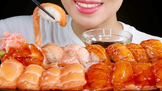 ASMR Salmon Sushi and Seared Salmon Sushi Eating Sounds  Fire Sauce Salmon Sushi  MINEE EATS [upl. by Pattie676]