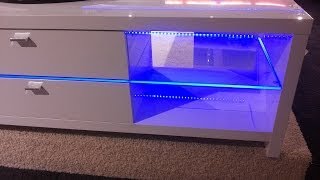 Blue LED Lights Edge Lit Glass Tv Table Backlighting How to Install Blaue LCD Tv Wand  Tisch [upl. by Tamas]