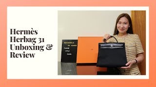 HERMES HERBAG 31 UNBOXING amp REVIEW 2019 🐎 WHAT FITS PROS amp CONS MOD SHOTS  爱马仕入门款包包开箱amp测评 [upl. by Nauwtna977]