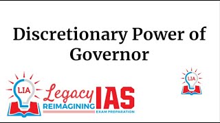 Discretionary Power of Governor [upl. by Qiratla]