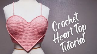 Crochet Heart Top  Beginners Friendly Tutorial [upl. by Ateerys751]