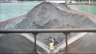 Barge unloading 2500 tons of phosphorite ore  Relaxing video [upl. by Yaresed]