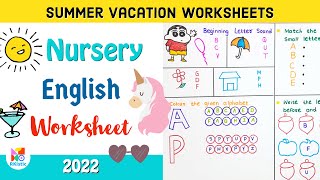 🌞Summer Vacation Worksheets  Nursery English Worksheet  English worksheet for Nursery class 2022 [upl. by Robbin38]