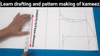 Learn drafting and pattern making of kameez or kurti step by step for all size [upl. by Emirac]