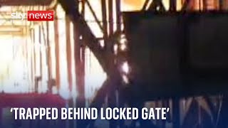 London fire Video shows residents trapped behind locked gate in burning tower block [upl. by Slorac756]