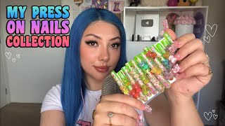 ASMR my press on nail collection 🌈💖🌸💚💅 [upl. by Perla545]