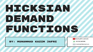 Hicksian Demand Functions  How to Derive Hicksian Demand Function from Utility Function [upl. by Wallinga]