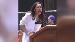 ‘Is she ok’ AOC loses it at Bronx rally [upl. by Atterehs]