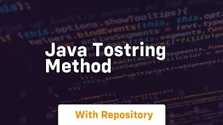 Java tostring method [upl. by Nanreit]