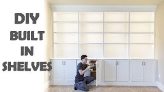 DIY Built In Shelves Library Cabinets [upl. by Ydok466]