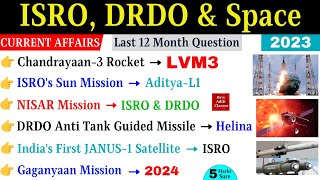 ISRO DRDO amp Space Current Affairs 2023🚀🛰️🌖  Science amp Technology 2023  Chandrayaan 3 ISRO GK✨ [upl. by Froh]