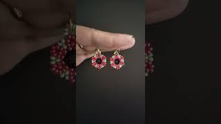 Floral bead earrings making beading tutorial for beginners [upl. by Nodyarg]