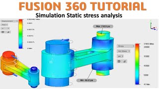 Fusion 360 Tutorial 40  Simulation Static stress analysis  MPa  CAD CAM TUTORIAL [upl. by Aenad]