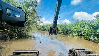 Amphibious excavator canal cleaning🔥🥵 [upl. by Noyr]