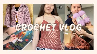 Crochet vlog  tiktok pinterestийн трэнд топ цамц нэхэв… [upl. by Hameean609]