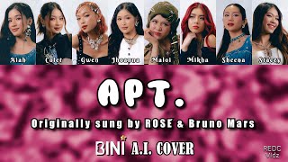 APT Originally by ROSÉ amp Bruno Mars  BINI AI Cover ⚡ [upl. by Remmer]