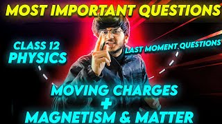 important questions moving charges and magnetism important questions magnetism and Matter class 12 [upl. by Yllime]