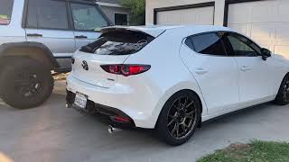 4th Gen 2019 Mazda 3 Corksport cat back exhaust Cold start cold rev soft launch driveby [upl. by Dianne861]