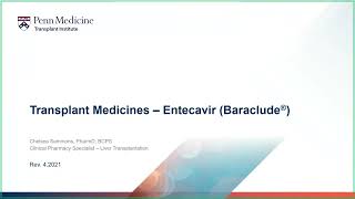 Transplant Medicines  Entecavir Baraclude® [upl. by Astrahan]