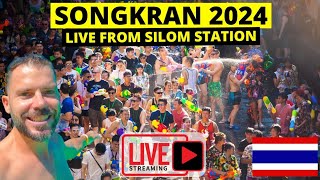 SONGKRAN 2024 LIVE From SILOM ROAD Bangkok Thailand 🇹🇭 [upl. by Aietal337]