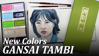 NEW COLORS Kuretake Gansai Tambi  Watercolor portrait from Squid Game [upl. by Eelak20]