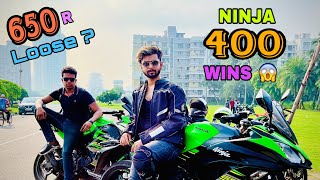 Kawasaki Ninja 650 vs Ninja 400 Drag Race  Ninja 400 top speed sure WIN  Shocking result 😨 [upl. by Zeena]