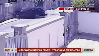 Brindisi auto contro un muro pedone salvo per miracolo  Ore 14 del 30042024 [upl. by Cleodell315]