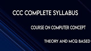 Syllabus of CCC Course  DD COMPTER amp GRAPHICS INSTITUTE [upl. by Eenitsed393]