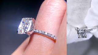 FampB Showcase Venus FAB Asscher 8mm Moissanite with Sculptural Prong Diamond Accent [upl. by Vickey]