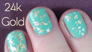 DIY Gold Leaf Nails  24 Carat Gold Topcoat [upl. by Akeem215]